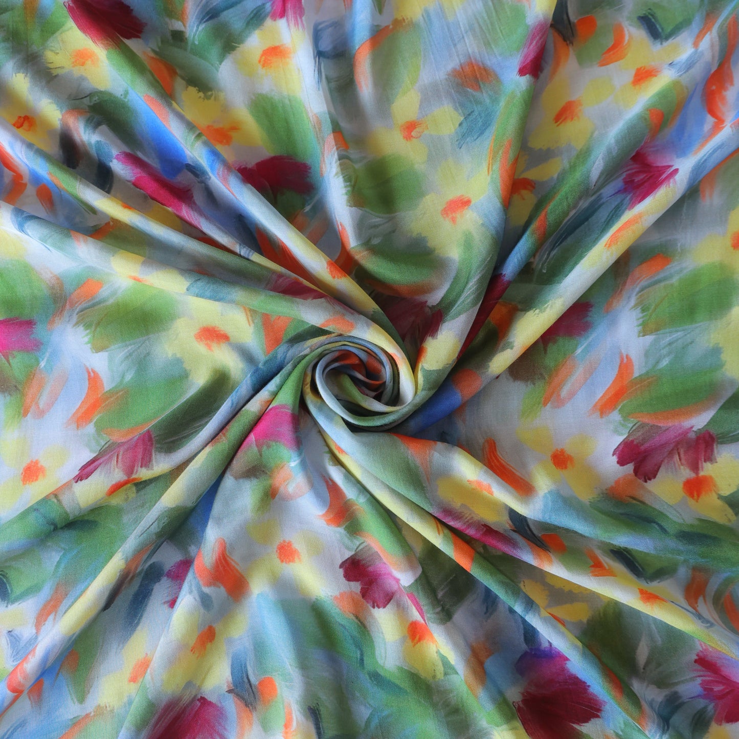 Pure Muslin Silk Multi Floral Pattern Printed Fabric