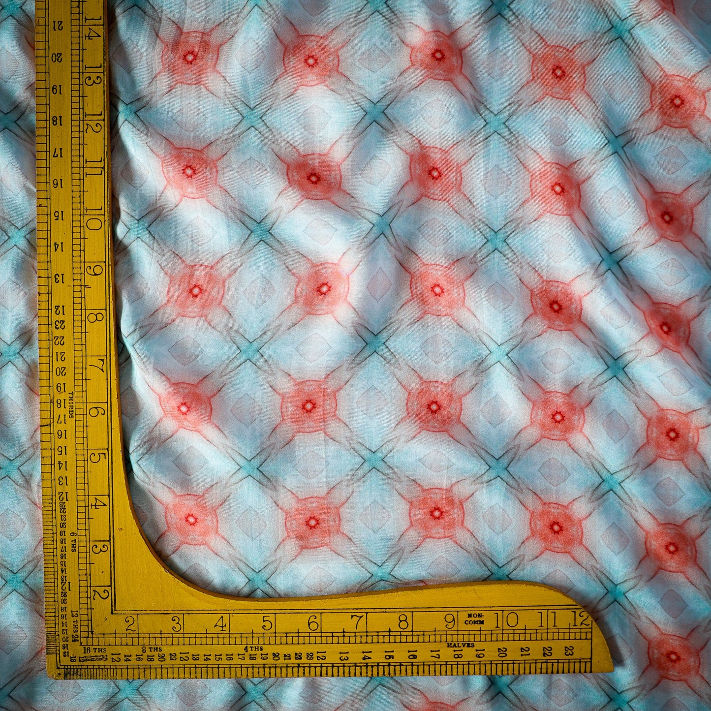 Pure Muslin Silk Pastel Shibori Geometric Pattern Printed Fabric