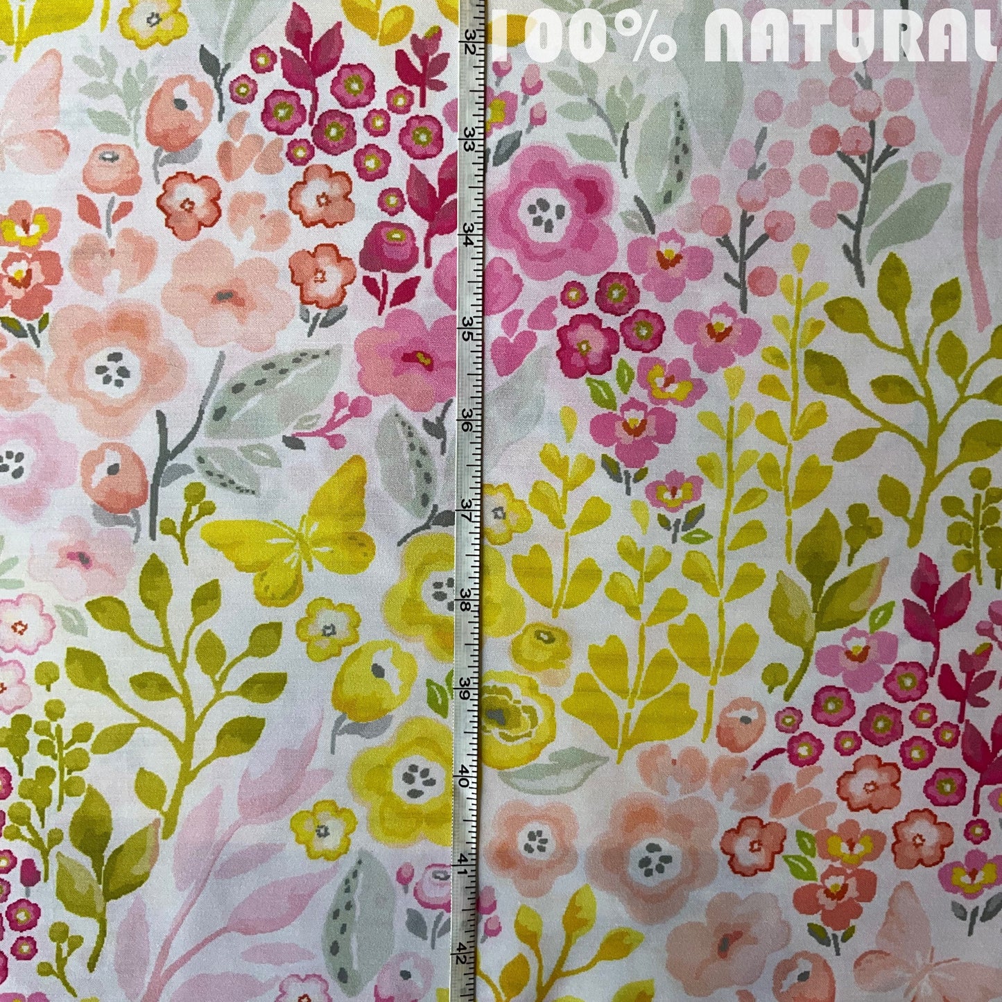 Watercolor Wildflower Meadow Pattern, Viscose Muslin Fabric