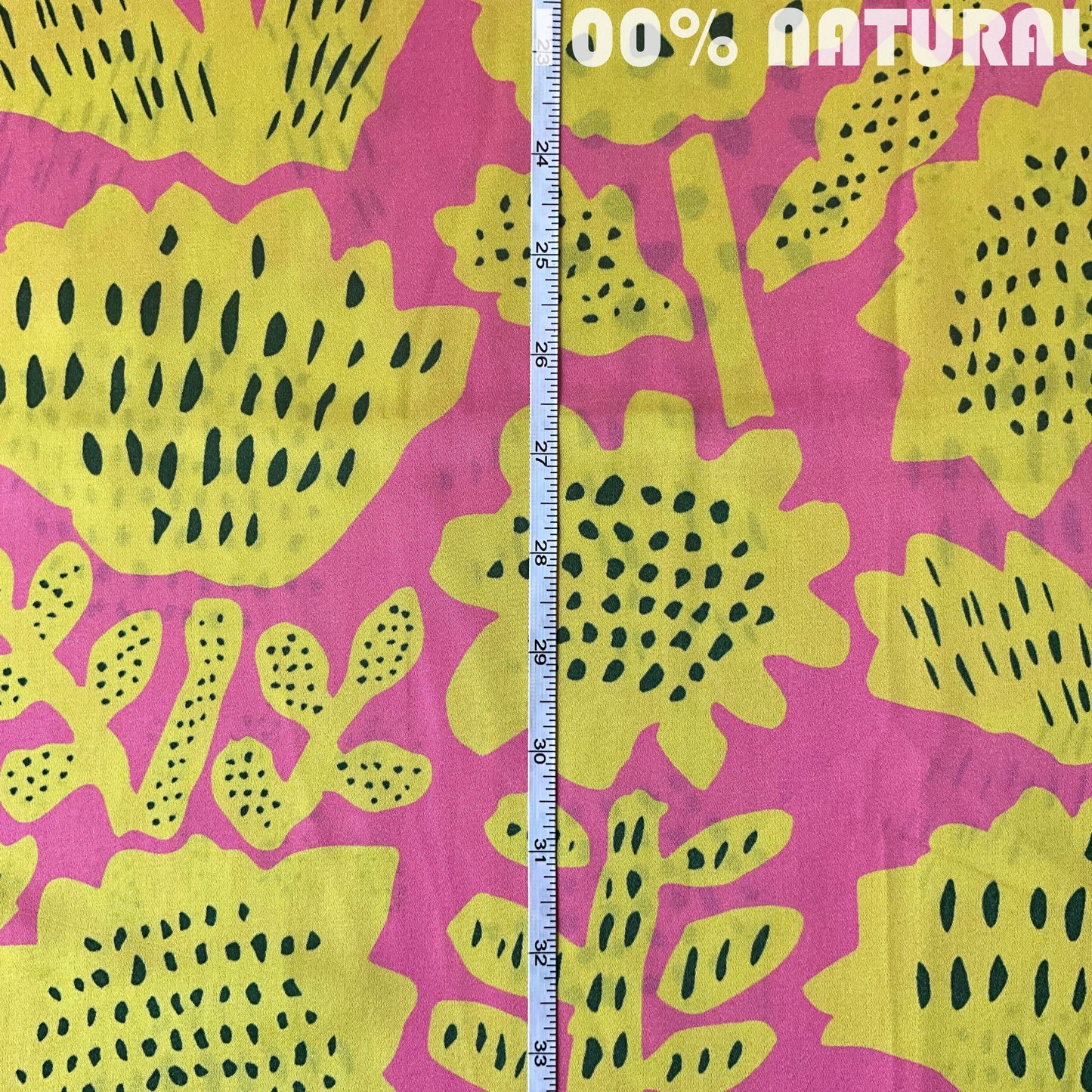 Yellow Powder Pink Botanic pattern Print, Viscose Modal Satin fabric