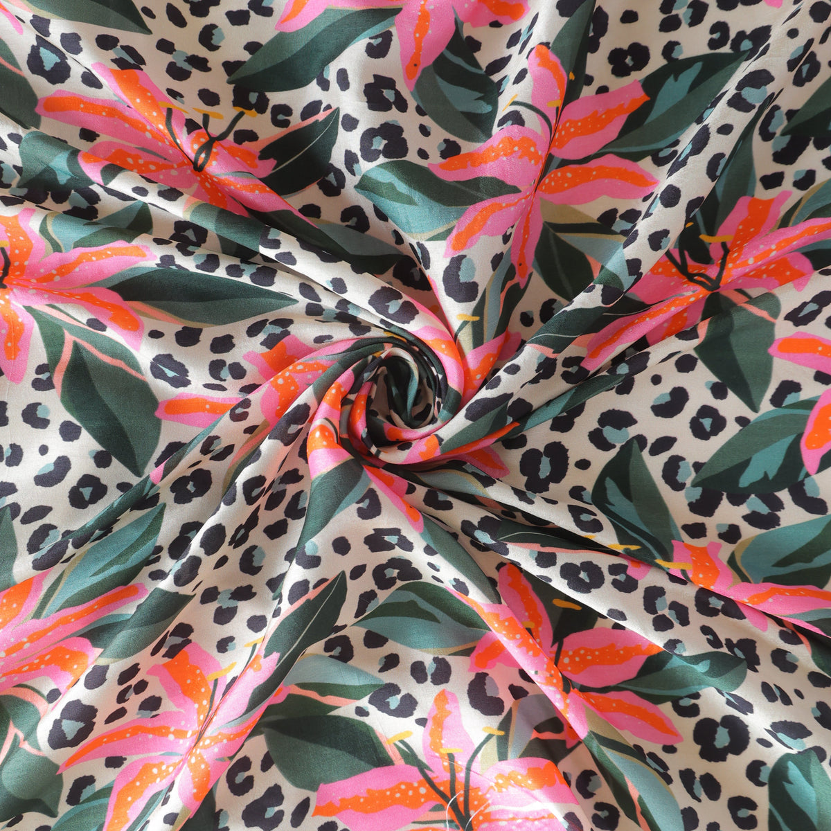 Pure Russian Silk Floral Pattern Printed Fabric
