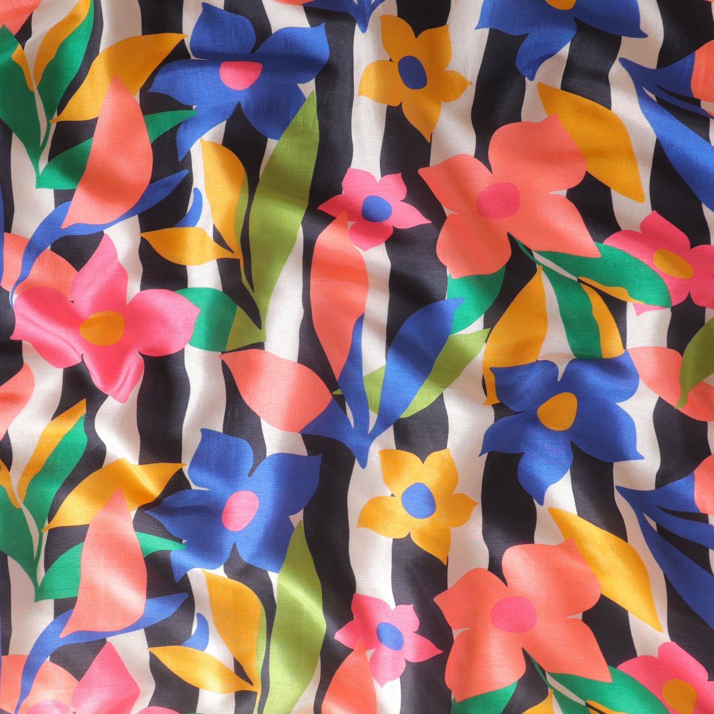 Pure Russian Silk Abstract Floral Pattern Printed Fabric