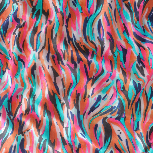 Pure Russian Silk Abstarct Pattern Printed Fabric