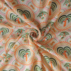 Pure Georgette Tropical Palm Medallion Pattern Printed Fabric