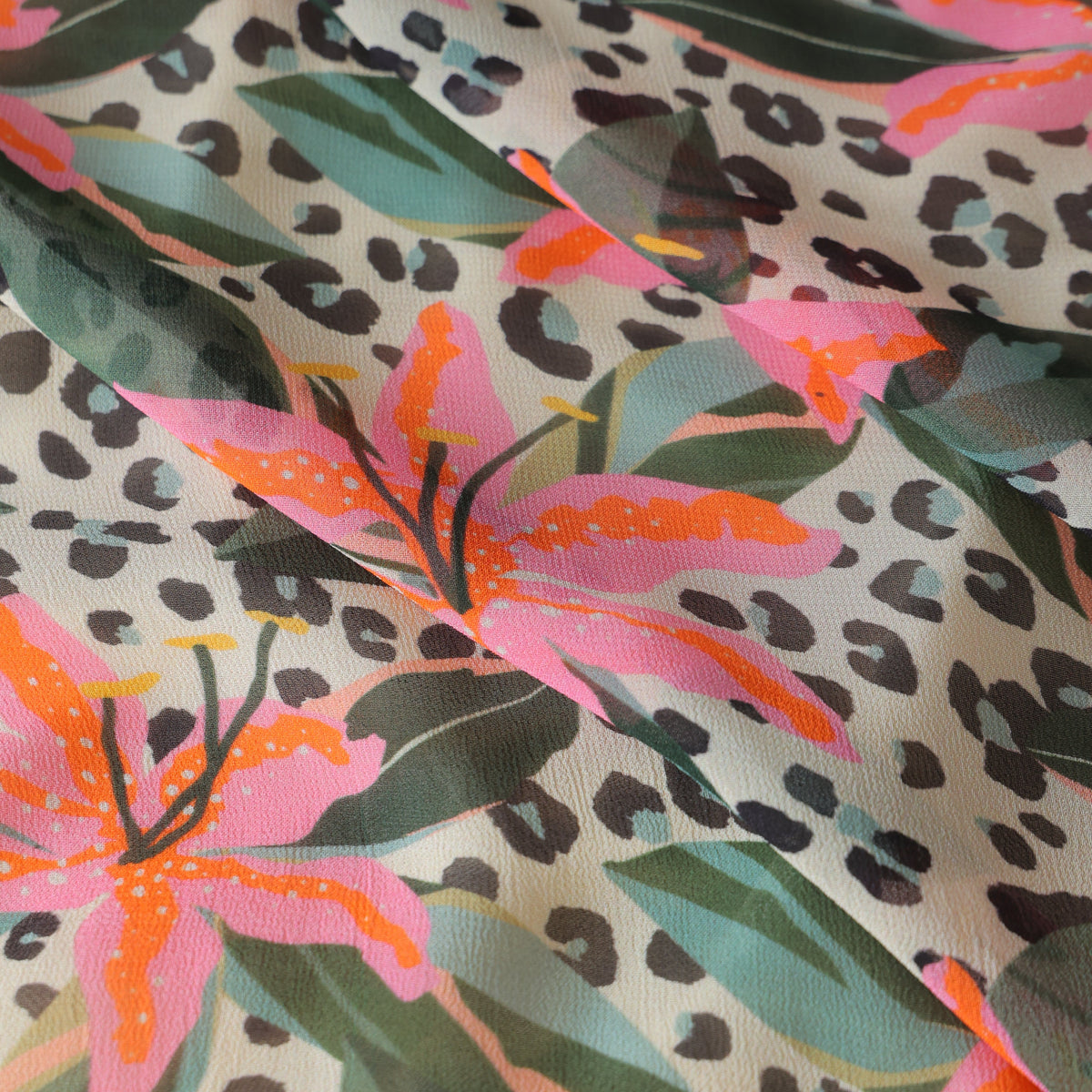 Pure Georgette Floral Pattern Printed Fabric