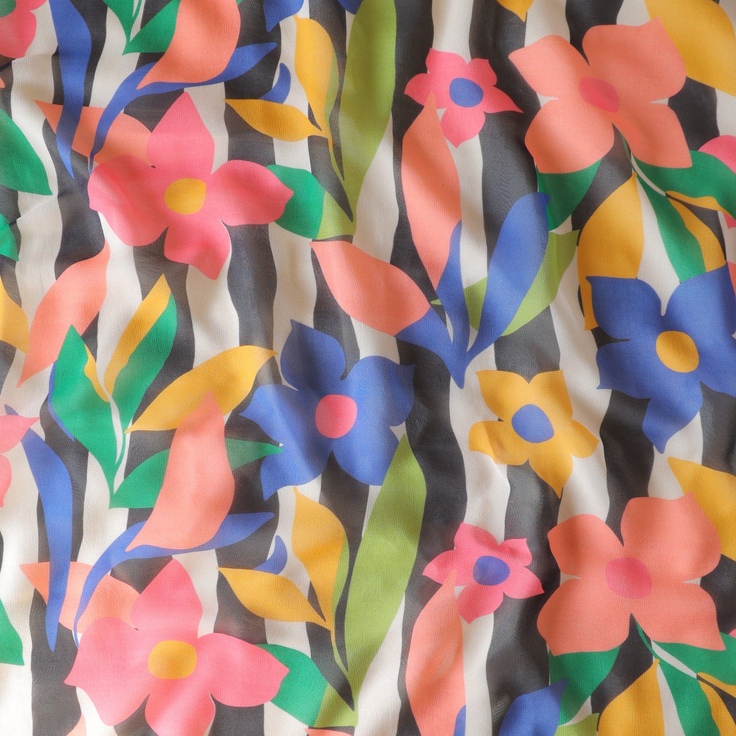 Pure Georgette Abstract Floral Pattern Printed Fabric