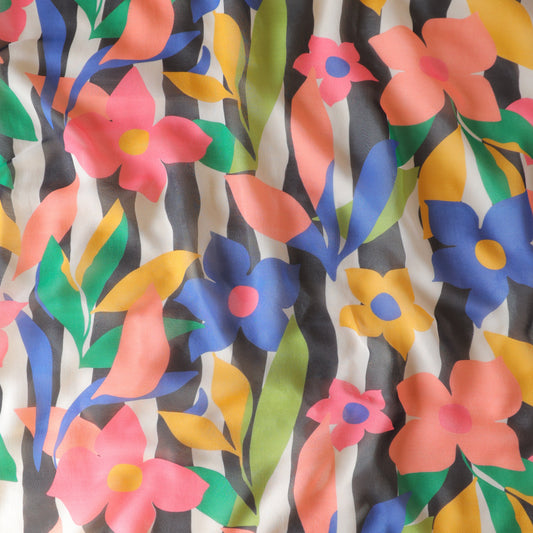 Pure Georgette Abstract Floral Pattern Printed Fabric