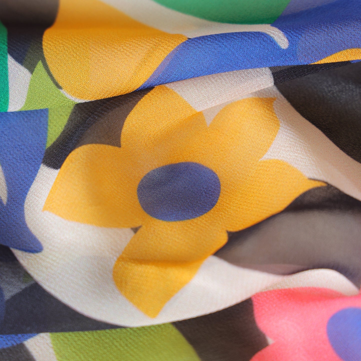 Pure Georgette Abstract Floral Pattern Printed Fabric