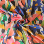 Pure Georgette Abstract Floral Pattern Printed Fabric