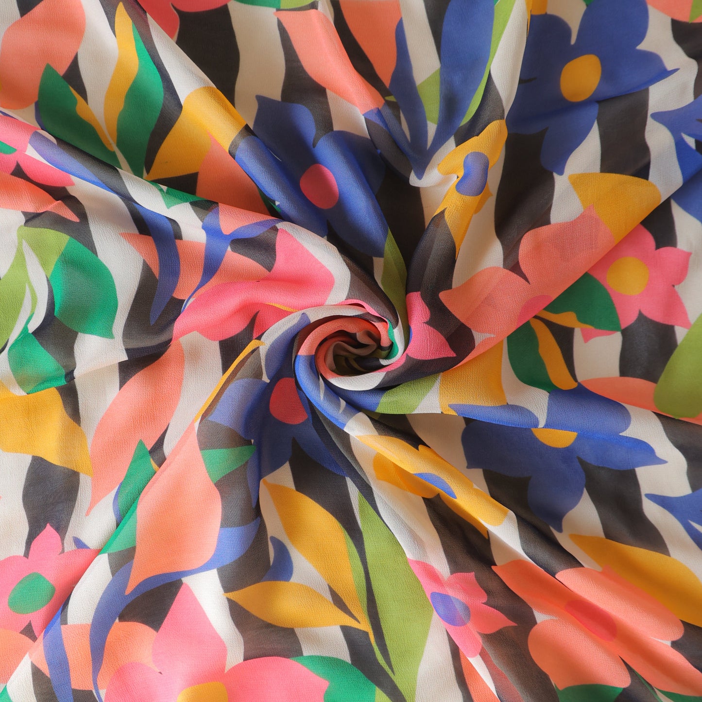 Pure Georgette Abstract Floral Pattern Printed Fabric