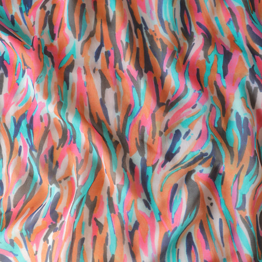 Pure Georgette Abstarct Pattern Printed Fabric
