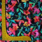 Pure Muslin Silk Black Vibrant Floral Pattern Printed Fabric