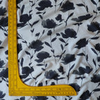 Pure Muslin Silk Black and White Floral Pattern Printed Fabric