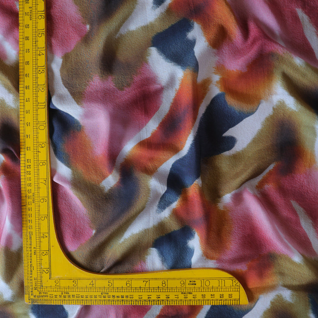 Pure Muslin Silk Abstarct Pattern Printed Fabric