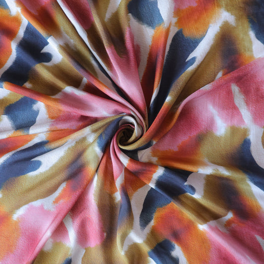 Pure Muslin Silk Abstarct Pattern Printed Fabric