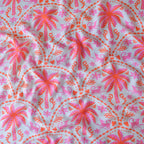Pure Muslin Silk Vibrant Pink Pine Tree Pattern Printed Fabirc