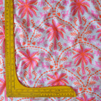 Pure Muslin Silk Vibrant Pink Pine Tree Pattern Printed Fabirc