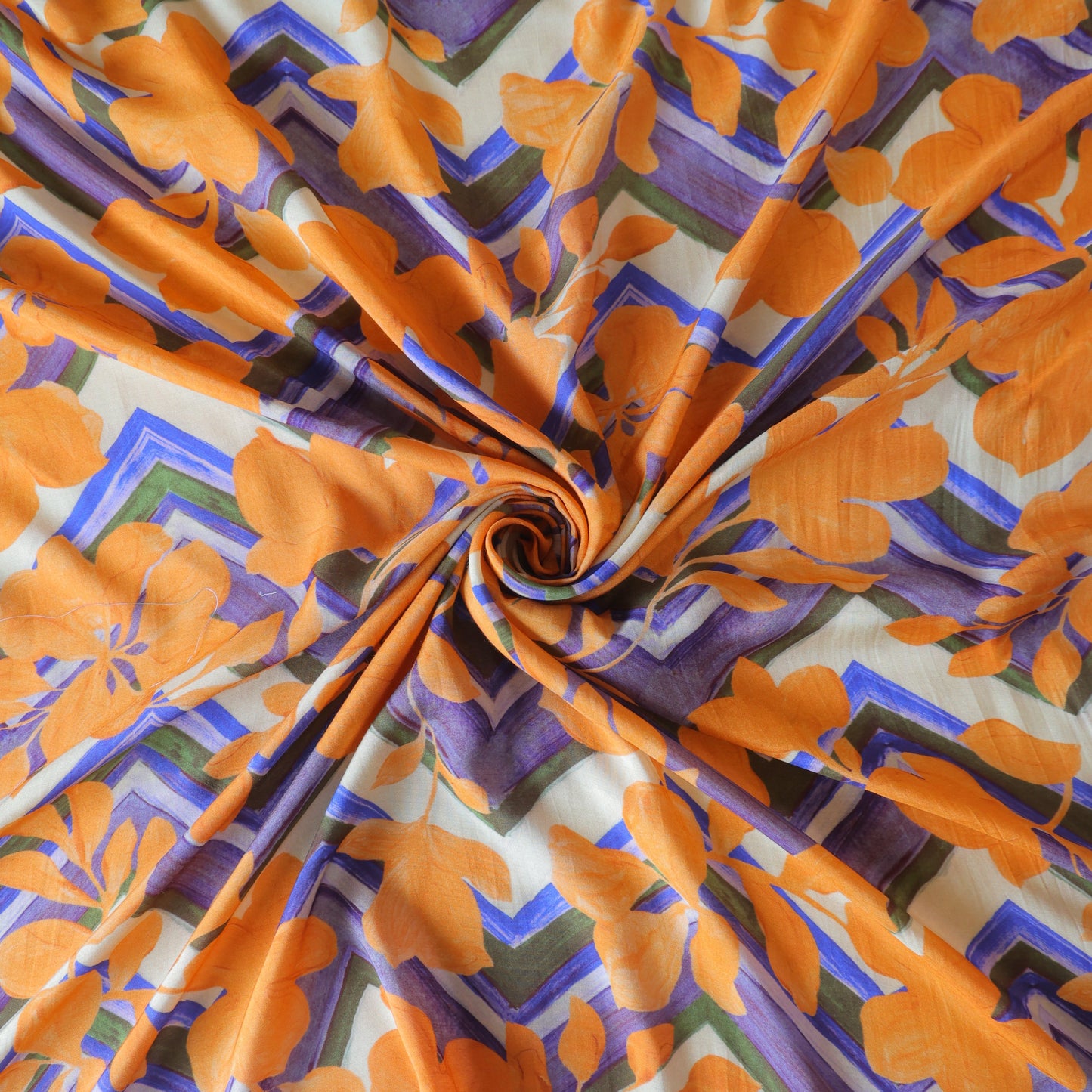2 Piece Set (2.5mtr+2.5mtr) Pure Muslin Silk Printed Fabric