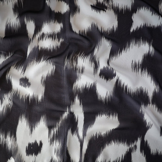 Pure Georgette Monochrome Ikat Mist Pattern Printed Fabric