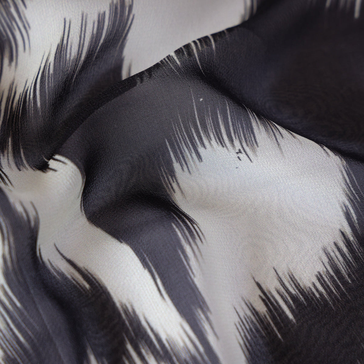 Pure Georgette Monochrome Ikat Mist Pattern Printed Fabric