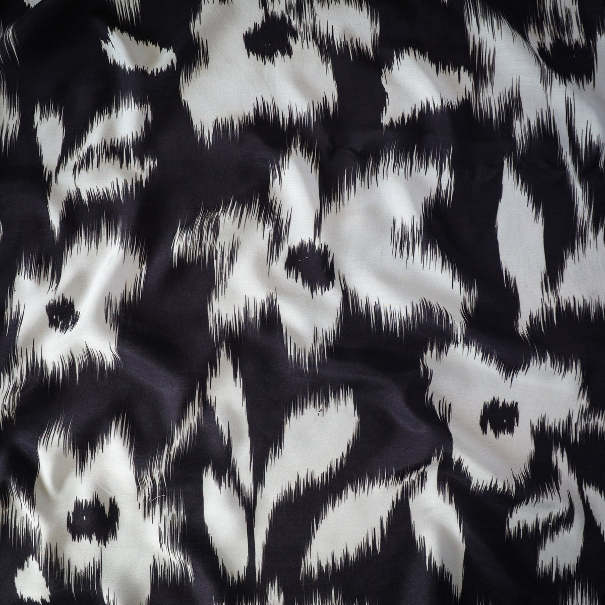 Pure Muslin Silk Monochrome Ikat Mist Pattern Printed Fabric