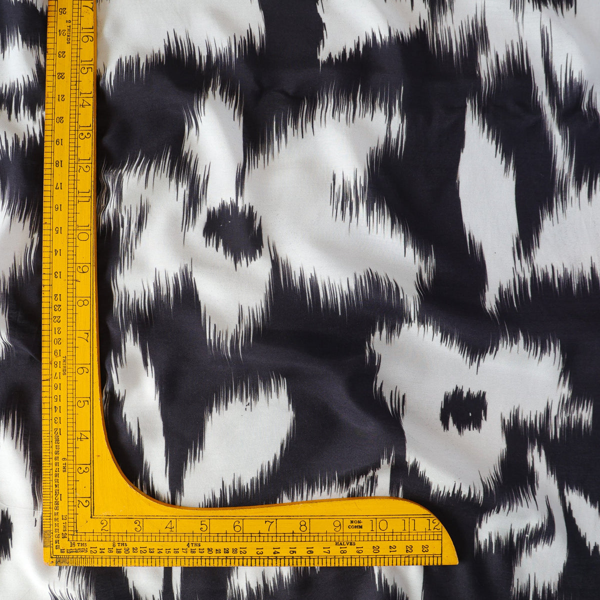 Pure Muslin Silk Monochrome Ikat Mist Pattern Printed Fabric