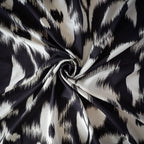 Pure Muslin Silk Monochrome Ikat Mist Pattern Printed Fabric