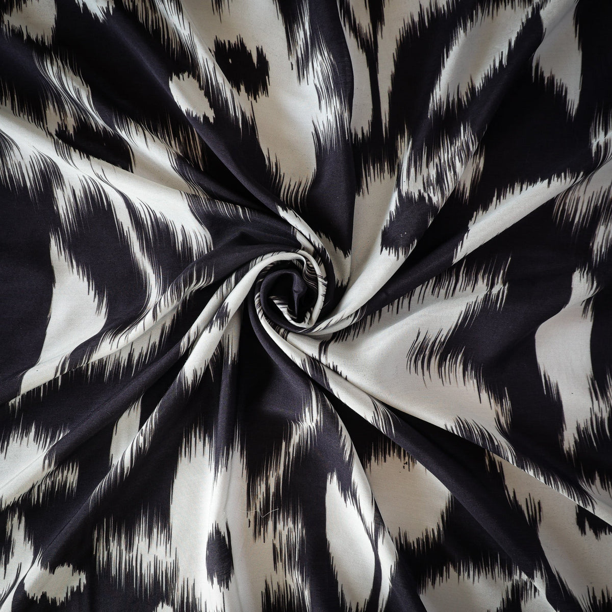 Pure Muslin Silk Monochrome Ikat Mist Pattern Printed Fabric