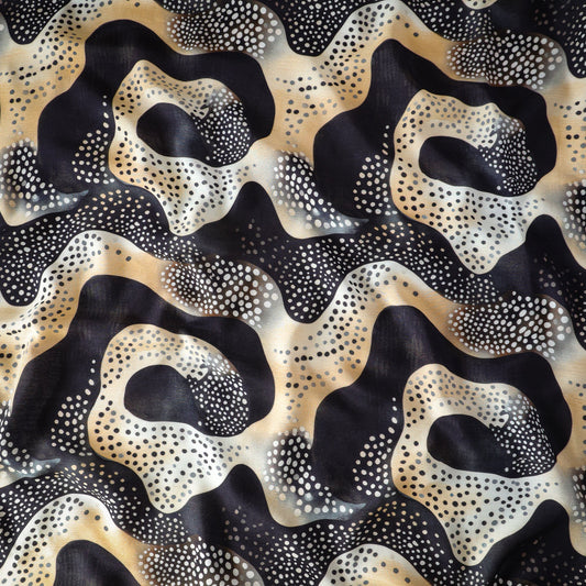 Pure Muslin Silk Abstract Pattern Printed Fabric