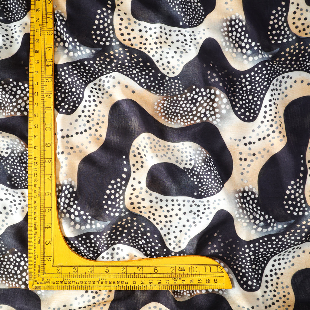 Pure Muslin Silk Abstract Pattern Printed Fabric