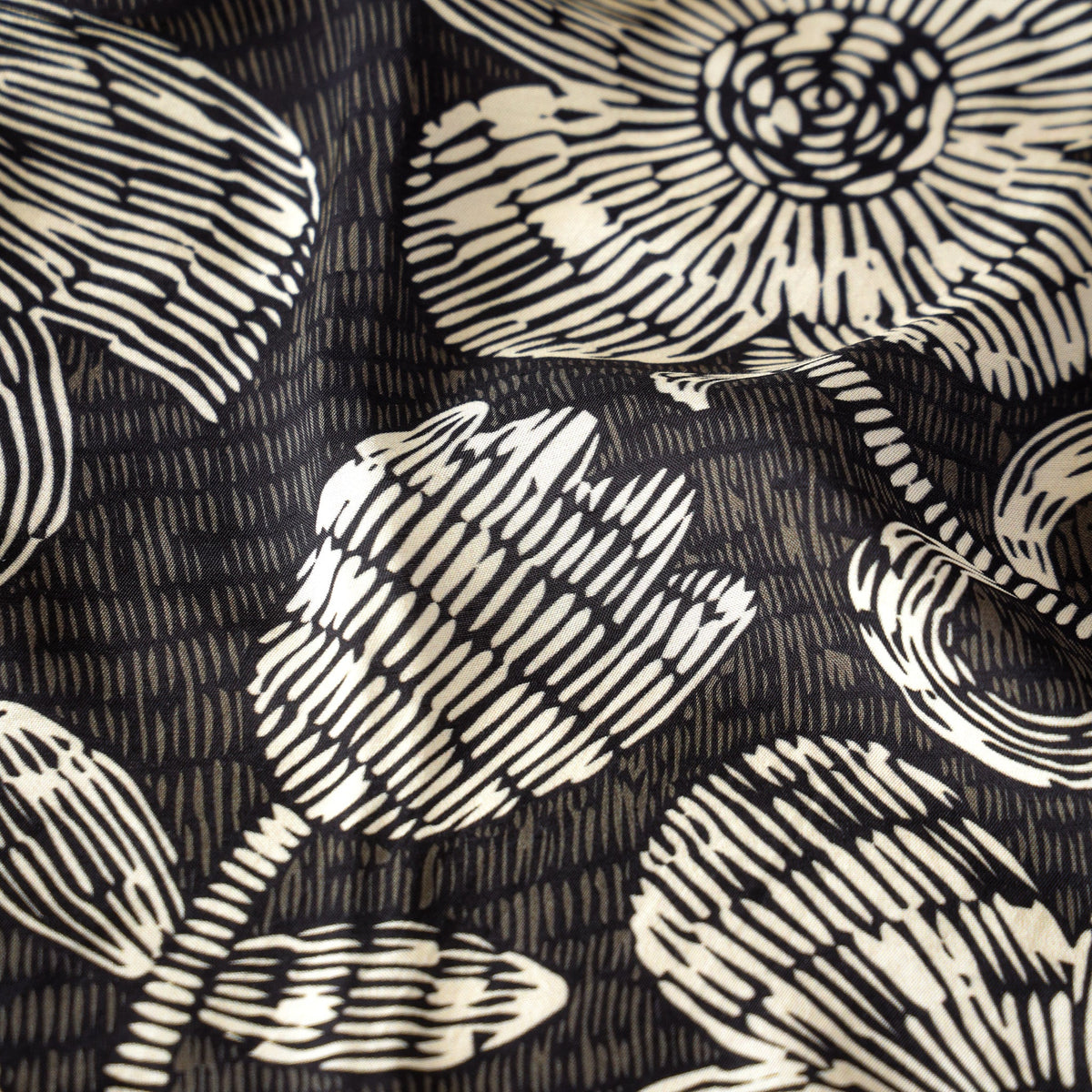 Pure Muslin Silk Sketchy Floral Pattern Printed Fabric
