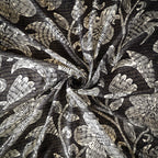 Pure Muslin Silk Sketchy Floral Pattern Printed Fabric