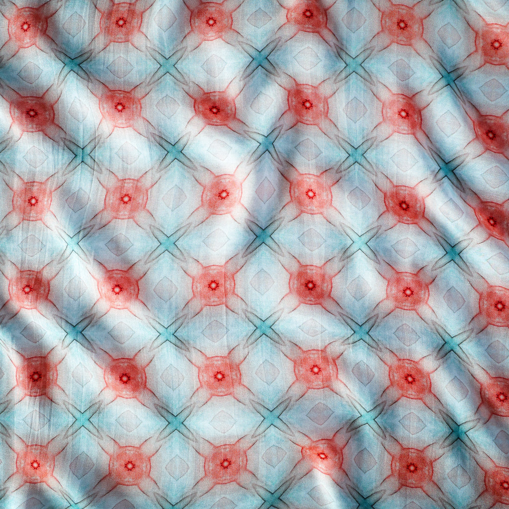 Pure Muslin Silk Pastel Shibori Geometric Pattern Printed Fabric