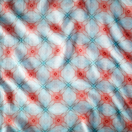 Pure Muslin Silk Pastel Shibori Geometric Pattern Printed Fabric