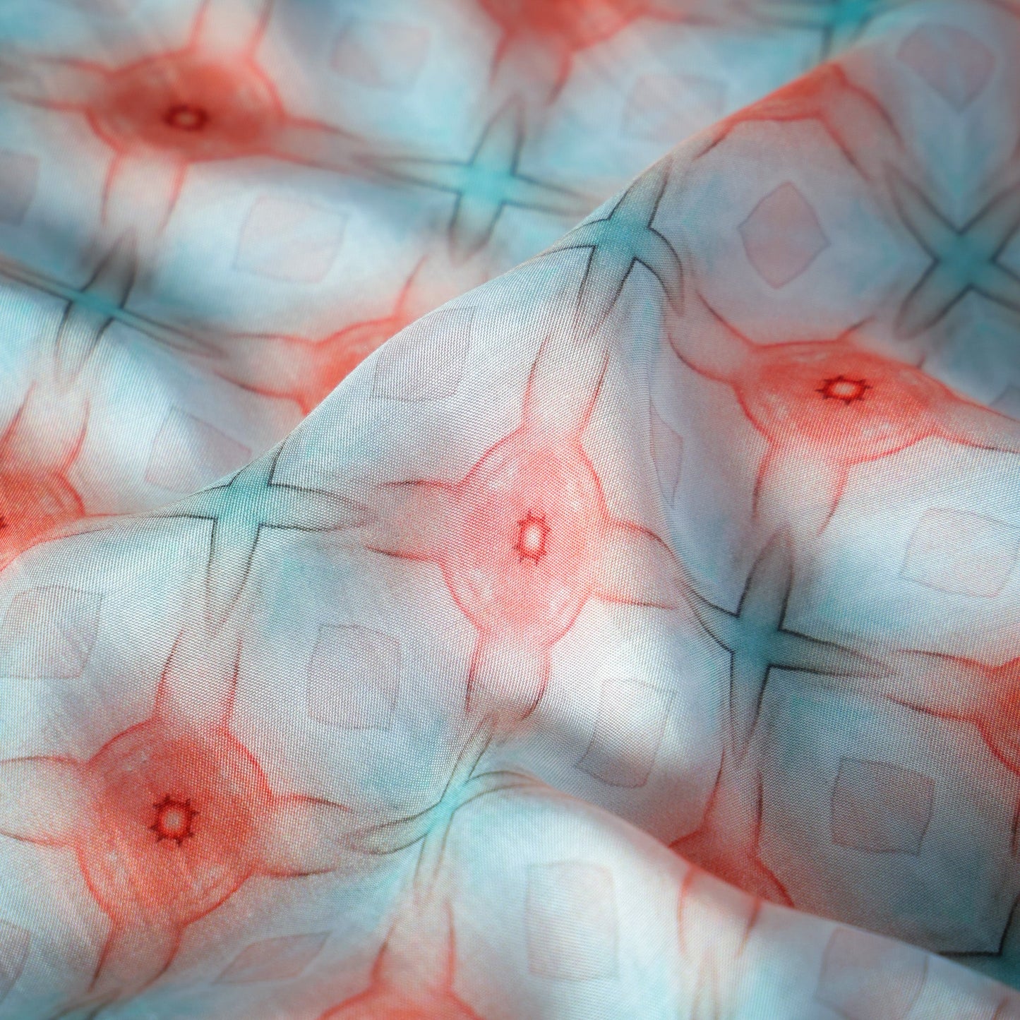 Pure Muslin Silk Pastel Shibori Geometric Pattern Printed Fabric