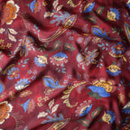 Pure Muslin Silk Vintage Paisley Floral Pattern Printed Fabric