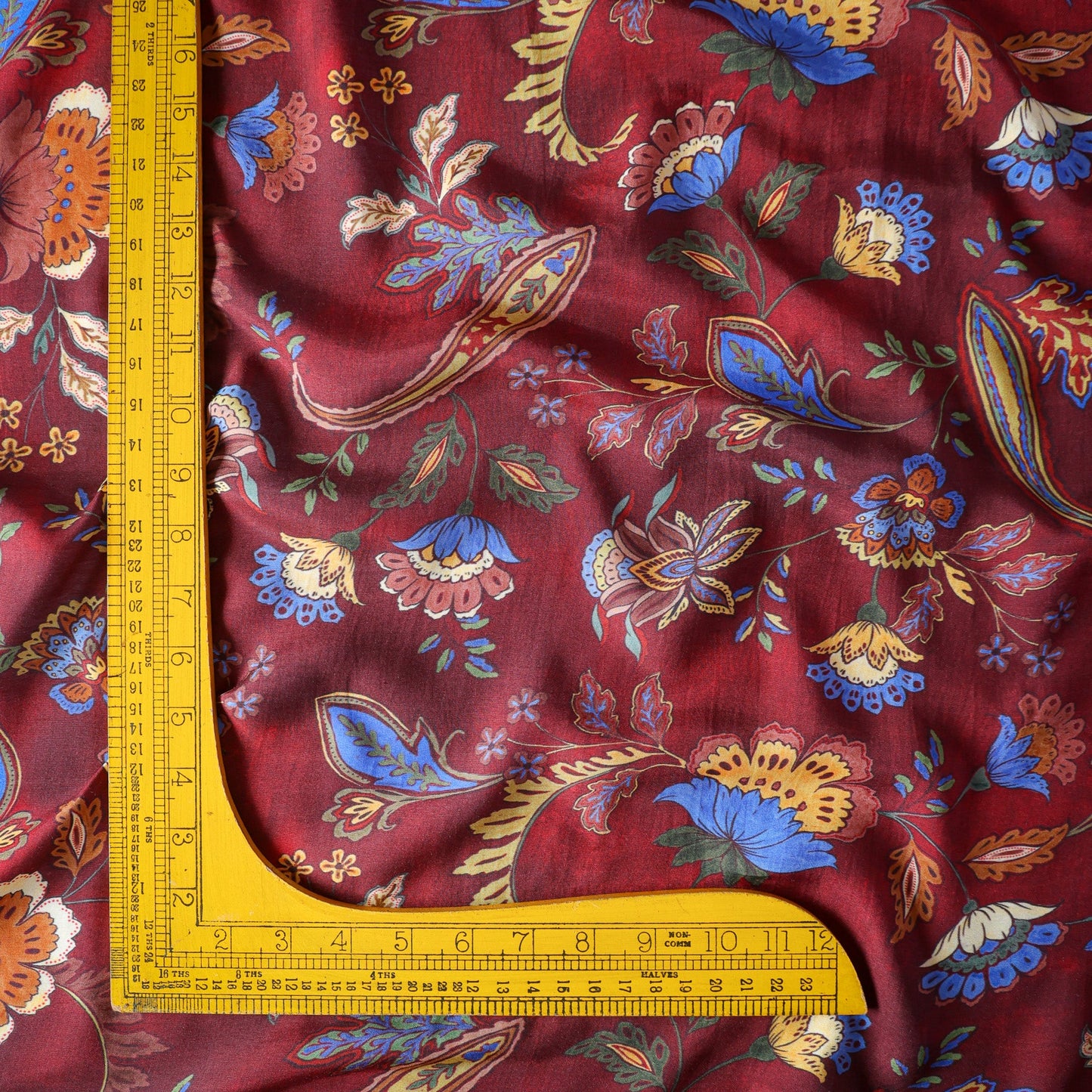 Pure Muslin Silk Vintage Paisley Floral Pattern Printed Fabric