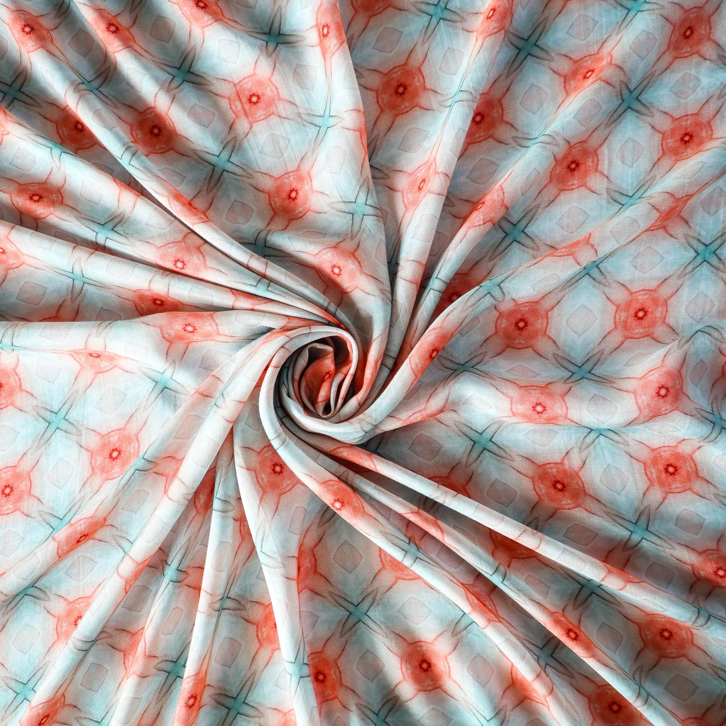 Pure Muslin Silk Pastel Shibori Geometric Pattern Printed Fabric
