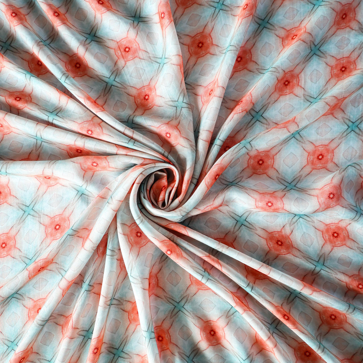 Pure Muslin Silk Pastel Shibori Geometric Pattern Printed Fabric