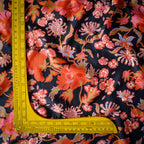 Pure Muslin Silk Black Floral Pattern Printed Fabric