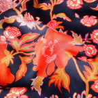 Pure Muslin Silk Black Floral Pattern Printed Fabric