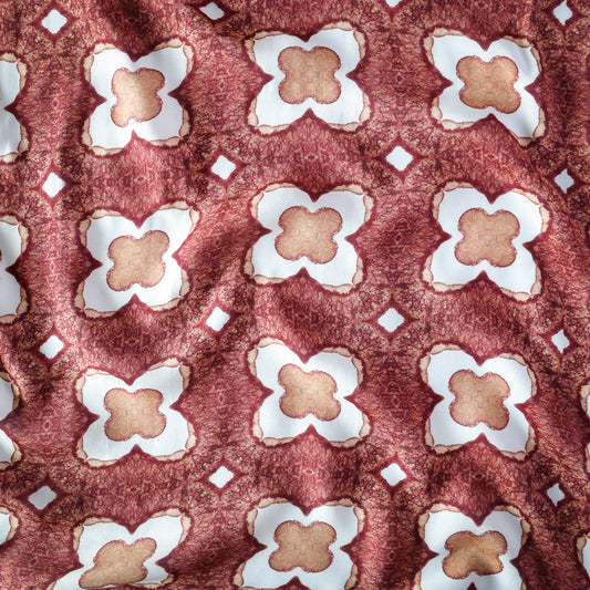 Pure Muslin Silk Mosaic Geometric Pattern Printed Fabric