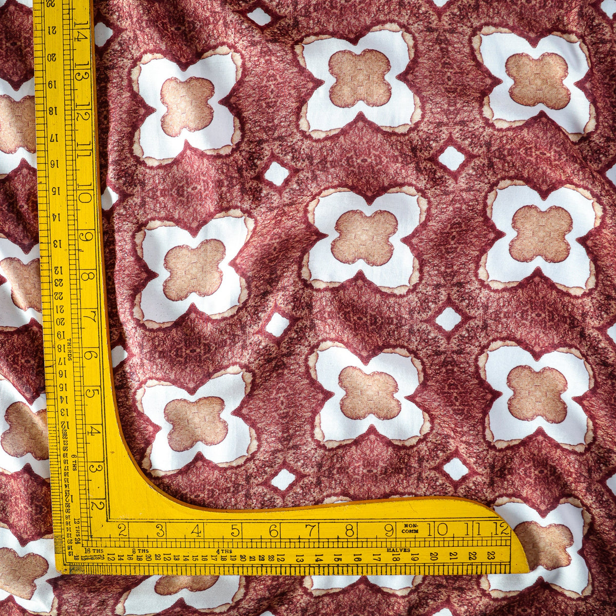 Pure Muslin Silk Mosaic Geometric Pattern Printed Fabric