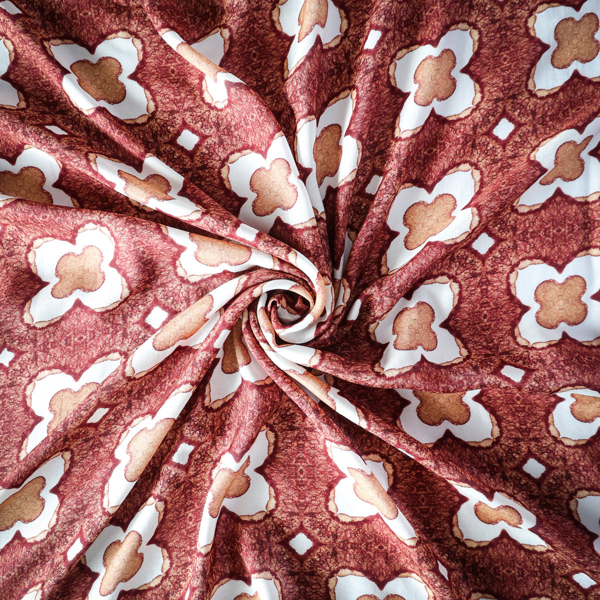 Pure Muslin Silk Mosaic Geometric Pattern Printed Fabric