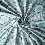 Pure Muslin Silk Ice Blue Geometric Abstract Pattern Printed Fabric