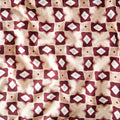 Pure Raw Silk Beige Rustic Diamond Geometric Pattern Printed Fabric