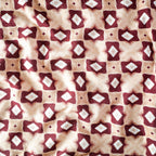 Pure Raw Silk Beige Rustic Diamond Geometric Pattern Printed Fabric