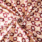 Pure Raw Silk Beige Rustic Diamond Geometric Pattern Printed Fabric