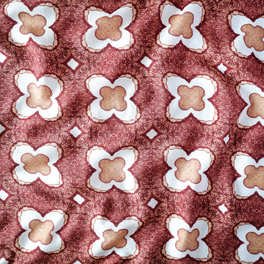 Pure Raw Silk Mosaic Geometric Pattern Printed Fabric