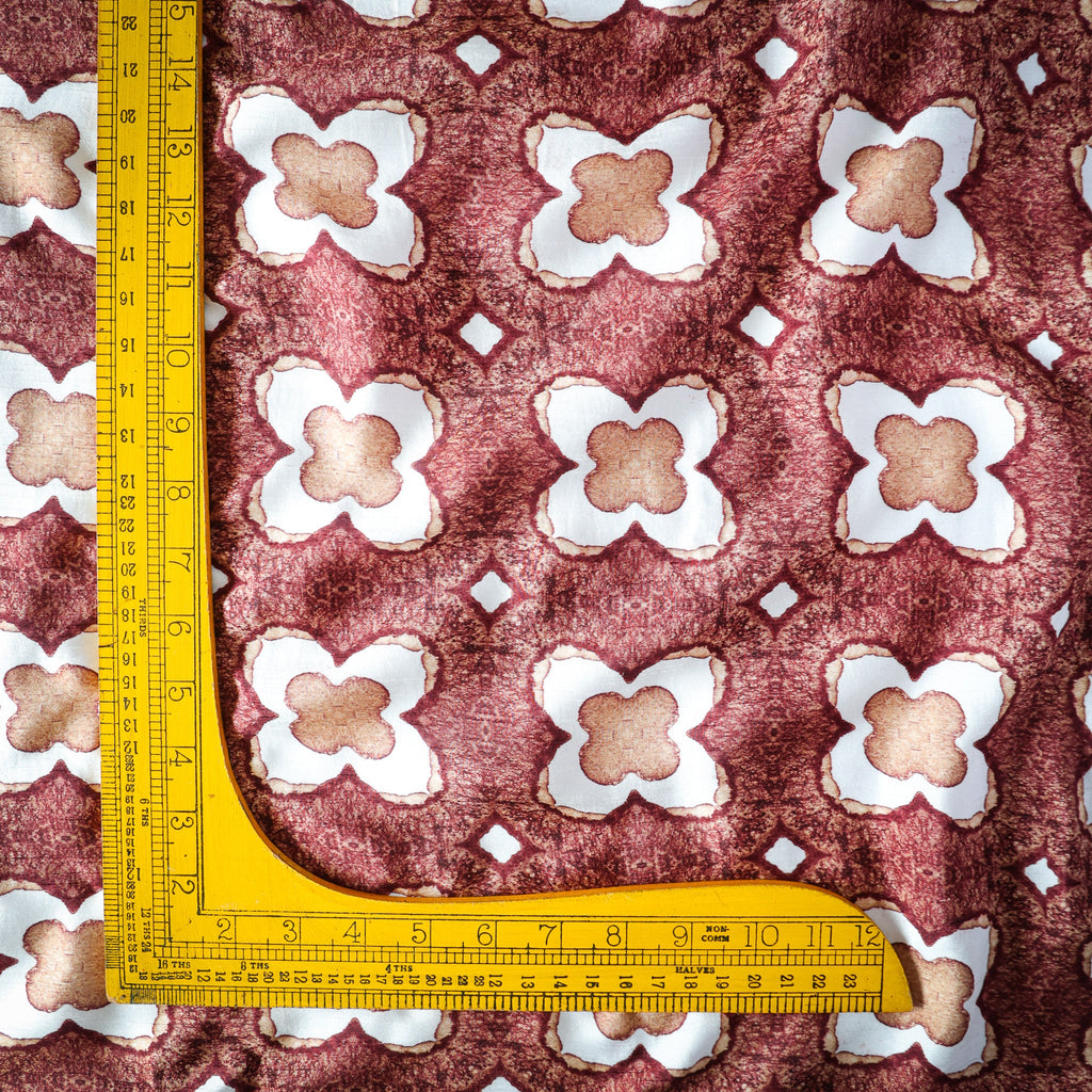 Pure Raw Silk Mosaic Geometric Pattern Printed Fabric